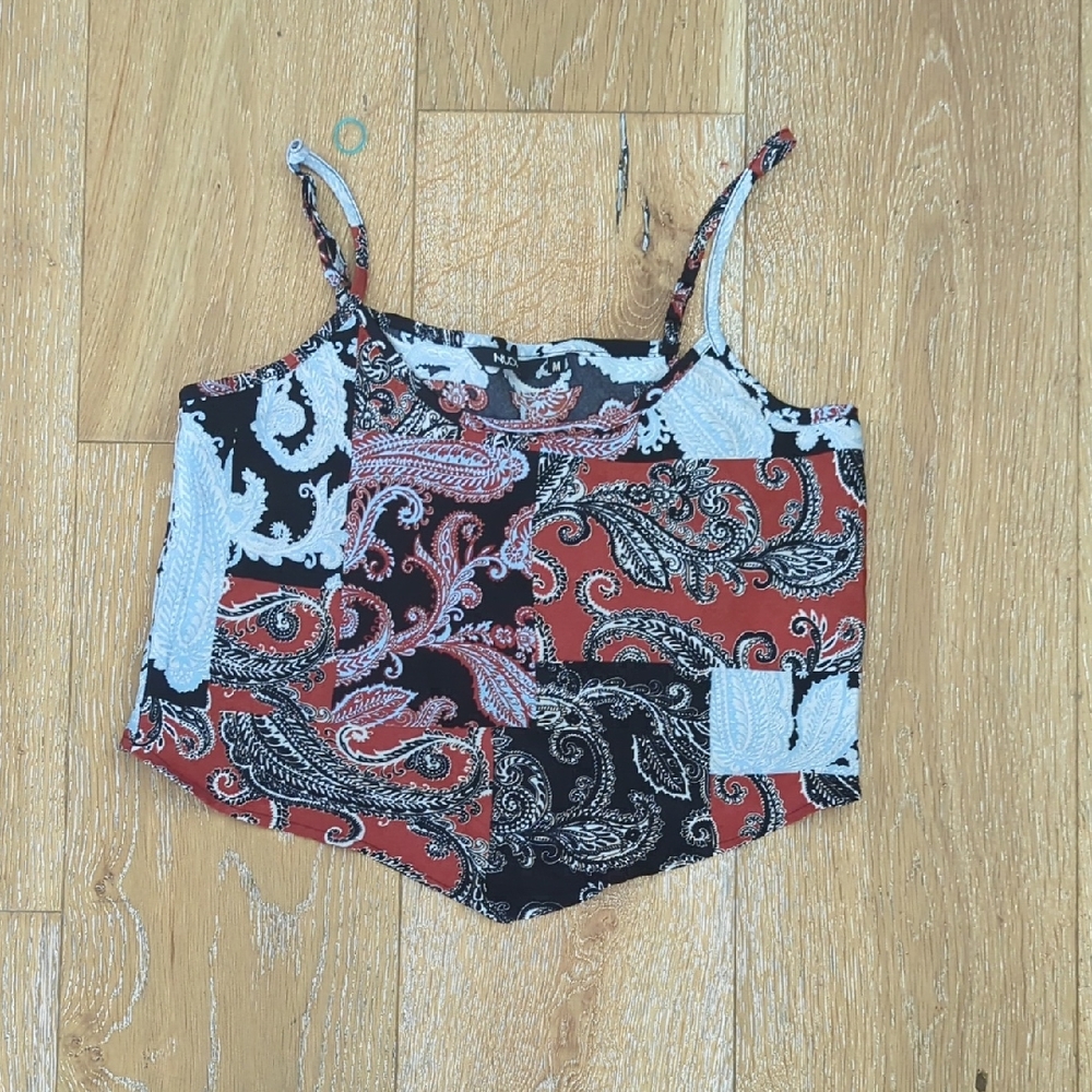 Nuon Red and Black Paisley Top